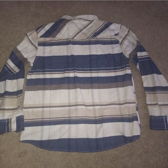 Coastal Men's Button Up Flannel Size XXL Tan Blue - Picture 3 of 3